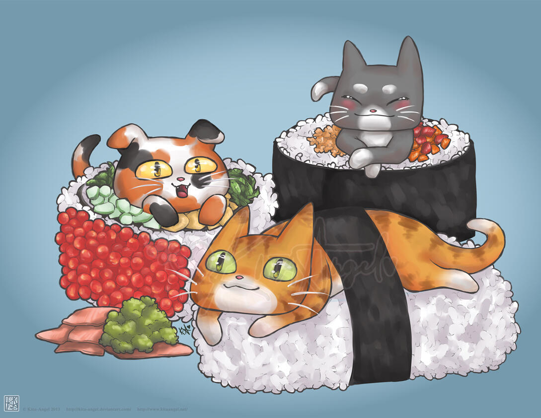 Nyan Sushi - Digital illustration with simple background.