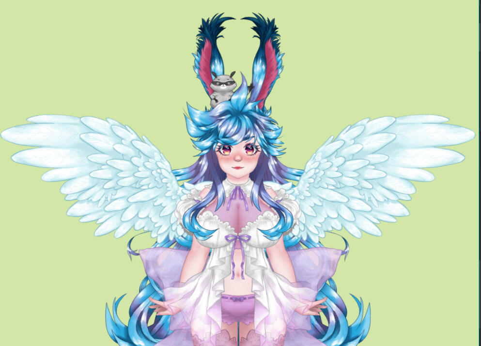 Lumi Bunny Live2D Rig 2.0 - Vtuber illustration Updated Vtuber design, cut &amp; ready for Live2D.