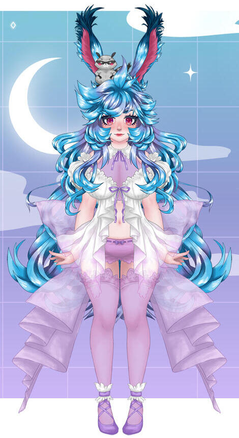 Lumi Bunny Live2D Rig 1.5 - Vtuber illustration Split &amp; ready for Live2D rigging.